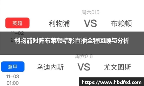 利物浦对阵布莱顿精彩直播全程回顾与分析